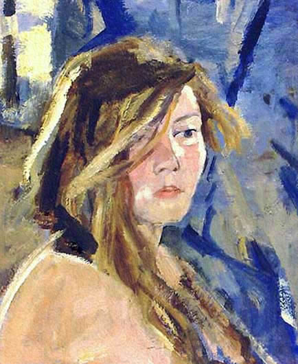 Bella pintada con óleo sobre tela por Russov.
