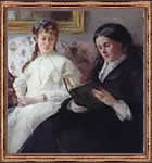 Retrato al óleo de su madre y hermana.