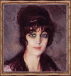 Dama retratada con realismo por Zuloaga.