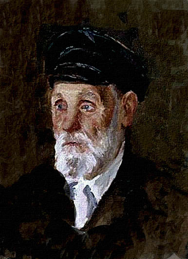 Hombre viejo pintado al óleo por Pozdniakov.