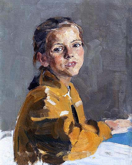 Retrato de niñita, tela al óleo por Smirnova.