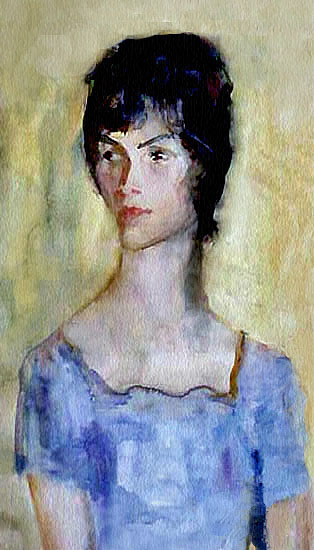 Retrato en acuarela sobre papel por Zubreeva.