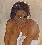 Portrait of a woman painted with tempera.